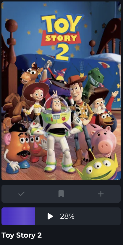 Movie in progress with percentage