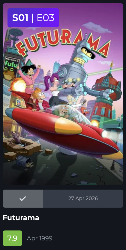 Single episode tracked with date